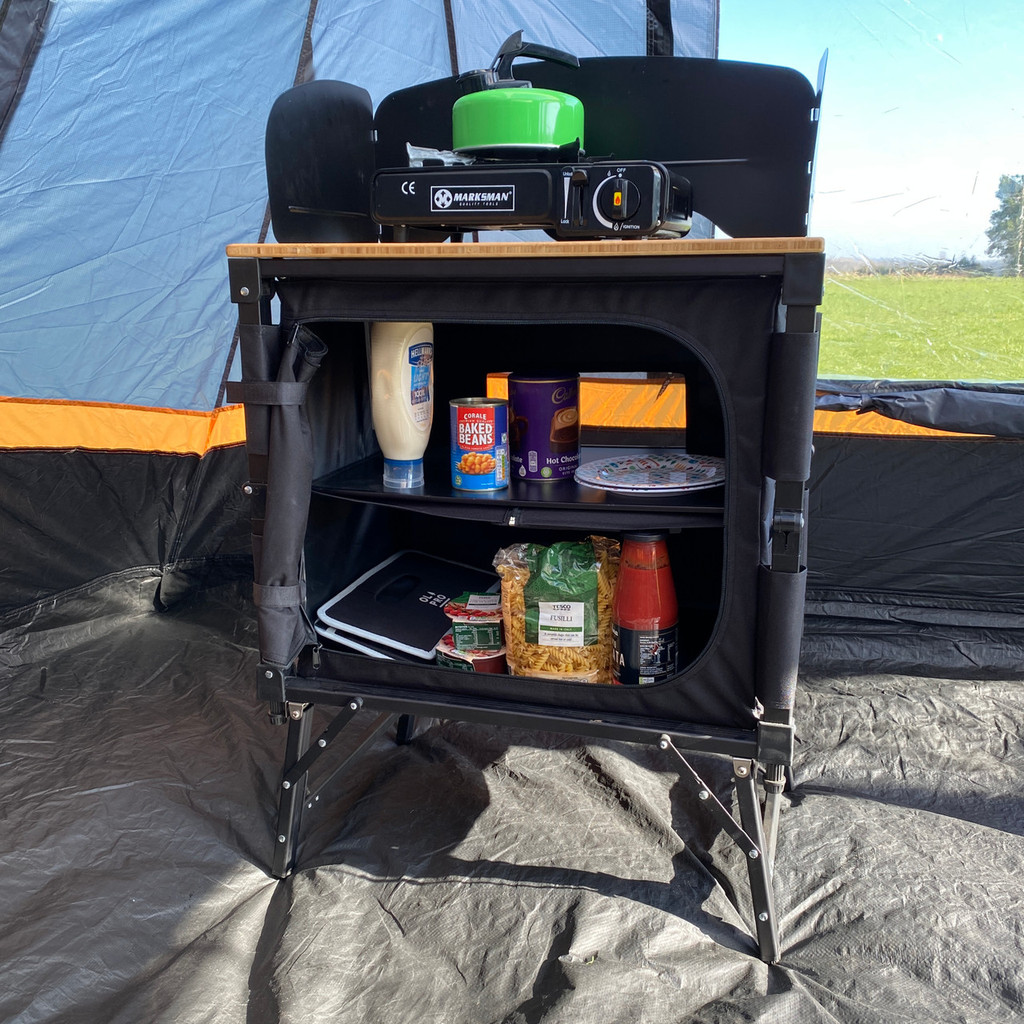 Bamboo 3 in 1 Folding Table/Storage Camping Cupboard OLPRO