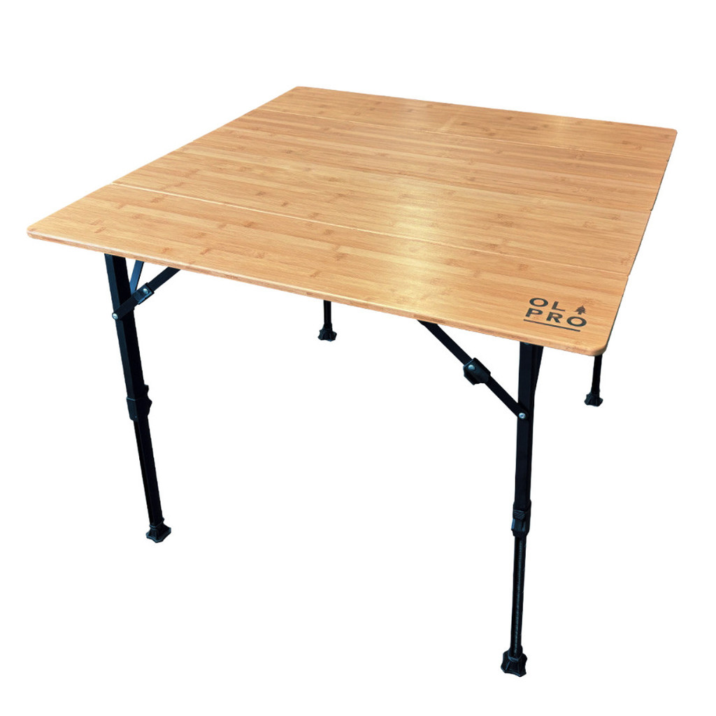Bamboo Camping Table 4 Folding 90cm x 90cm OLPRO
