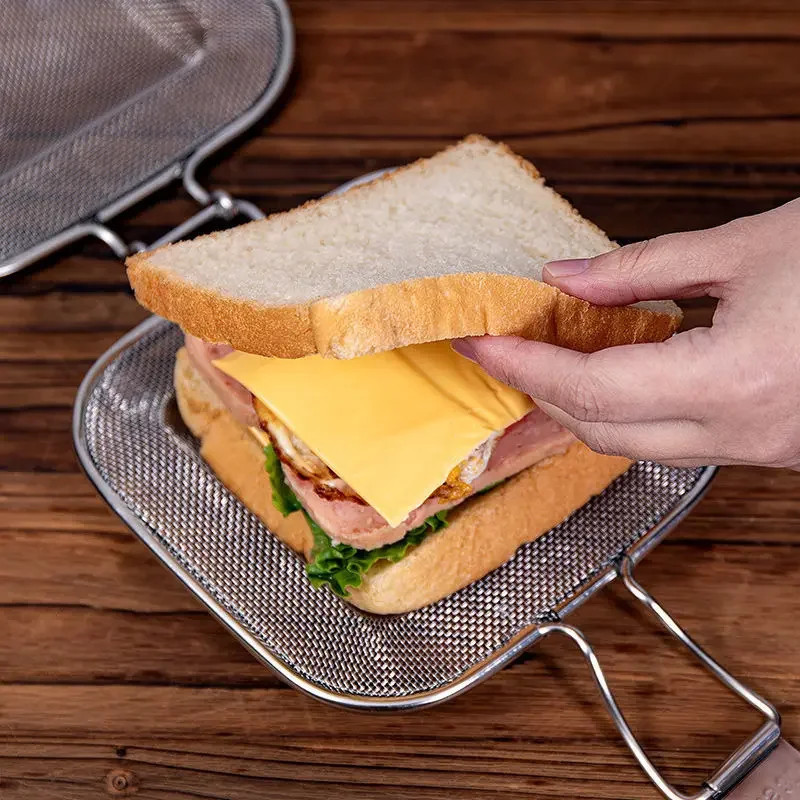 Stainless Steel Sandwich Maker - Portable Grilling Tool for Campers N/A
