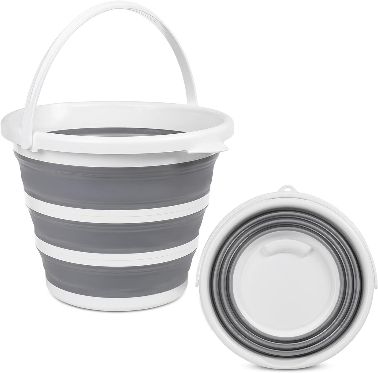 Collapsible Bucket 10l with Lid and Handle | Foldable bucket 10 litre for  camping, fishing, cleaning etc. | Water Bucket made of Plastic & Silicone