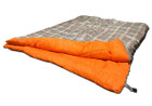The OLPRO Hush Pattern Double Sleeping Bag slightly zipped open showing the inside on a white background.