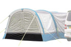 The OLPRO Cocoon Breeze Universal Door Front Panel on a cocoon breeze attached to a camper van on a white background.