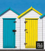 Image of the actual Beach Huts design that was used to print this stunning windbreak, 4 Pole Compact Windbreak Steel Poles by OLPRO.