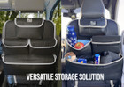 The Rear Single Seat Storage Organiser infographic depicting that the organiser is a versatile storage solution.