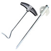 A white background photo of the peg and peg puller of the Glow in the Dark case of pegs from OLPRO.
