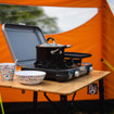Image of OLPRO Bamboo Folding Camping Table on a white background, fully unfolded.