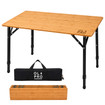 Image of OLPRO Bamboo Folding Camping Table on a white background, fully unfolded.