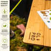 Image of OLPRO Bamboo Folding Camping Table on a white background, fully unfolded.
