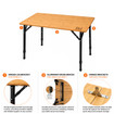 Image of OLPRO Bamboo Folding Camping Table on a white background, fully unfolded.