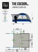 A graphic including the specification & footprint of the Cocoon Poled V2 Campervan Awning by OLPRO