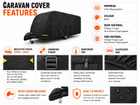 Breathable Waterproof 4Ply Caravan Cover with Free Hitch Cover Black