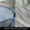 VW Caddy 2003-2020 Internal Thermal Blind Set Info graphic showing quilted inner.