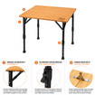 Bamboo Camping Table 4 Folding 90cm x 90cm OLPRO