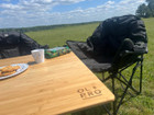 Pre-Loved Bamboo Camping Table 4 Folding 90cm x 90cm | Lightly Used, Small Scratch on Table Top | 2056788325 OLPRO