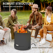 Outdoor Round Fire Pit with Ash Tray and Fire Poker Outsunny