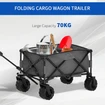Outdoor Folding Cargo Wagon Trailer - Dark Grey Outsunny