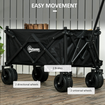 Foldable Outdoor Utility Wagon with Carry Bag Black Outsunny