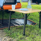 Awning Tunnel Mat 1500mm x 800mm Black Rubber with Orange Edge Trim being used within a campervan awning tunnel.