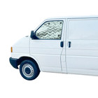 Image of Cab side window with a VW T4 Internal Silver  Blind fitted by OLPRO.