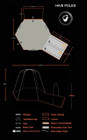 An info graphic depicting the product dimensions of the Hive Campervan Awning Fibreglass Poles - with Sleeping Pod from OLPRO.