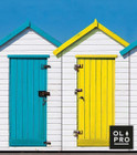 Image of the actual Beach Huts design that was used to print this stunning windbreak, 4 Pole Compact Windbreak Steel Poles by OLPRO.