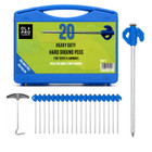 A case of 20 OLPRO Hard Ground Pegs, featuring a single peg and the accompanying peg puller, displayed.