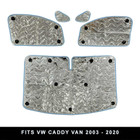 VW Caddy 2003-2020 Internal Thermal Blind Set by OLPRO Flat on White Background stating pack quantity