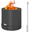 Outdoor Round Fire Pit with Ash Tray and Fire Poker Outsunny