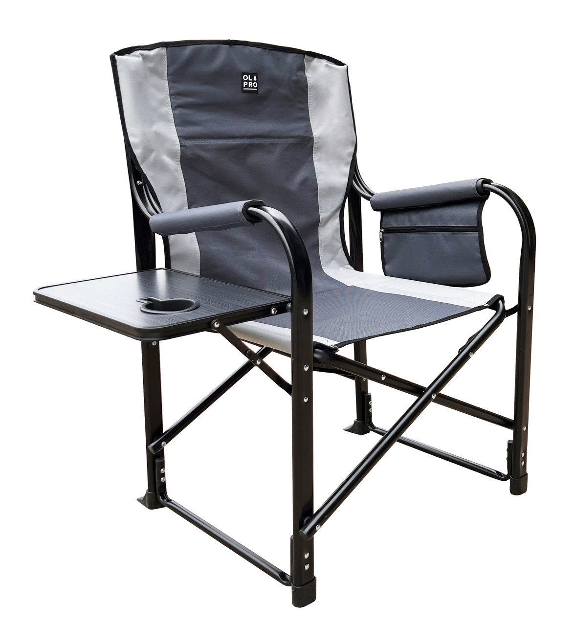 MoNiBloom Folding Director Chair - Aluminum Frame, Camping Fishing Seat W/ Side Tray & Pocket