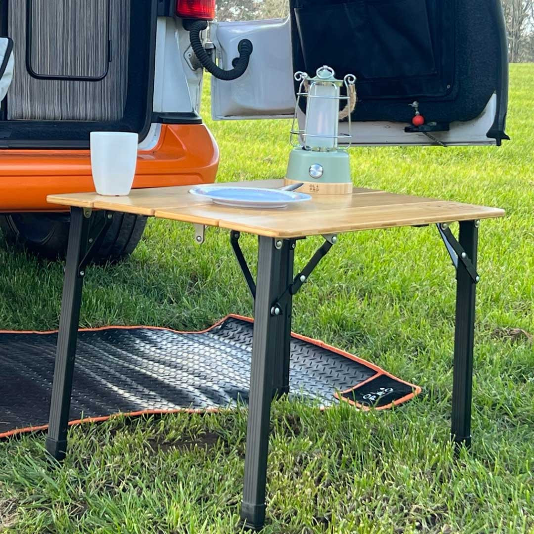 Bambus-Camping-Klapptisch 4-fach faltbar 65 cm x 50 cm