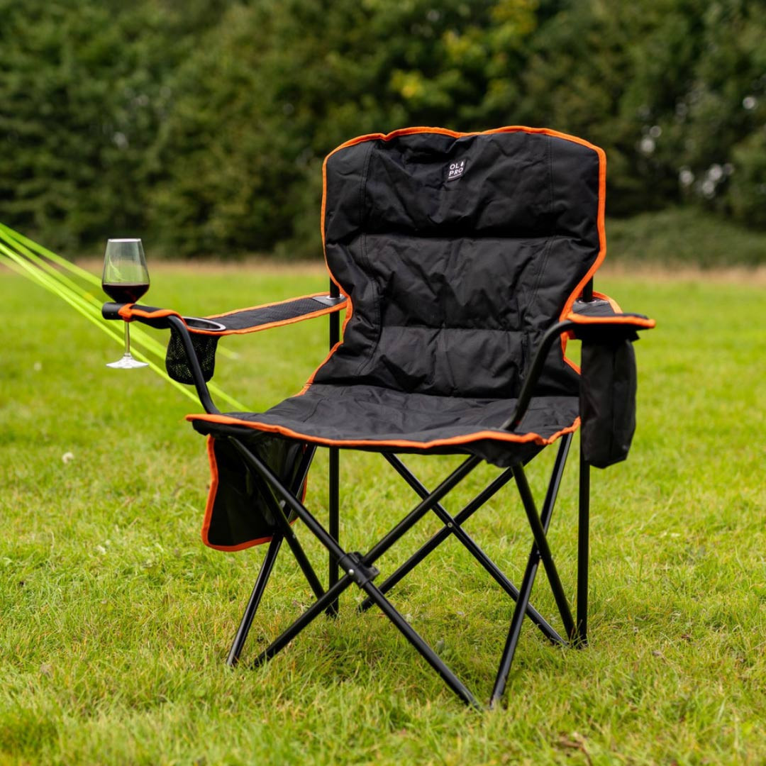 Henwick Padded Folding Camp Chair Orange & Black