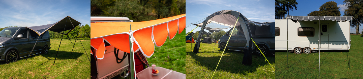 Tarp Carside Tenda Da Sole Per Auto Impermeabile - 440x200 Cm - Campeggio, Picnic, Roulotte - Tessuto Oxford Con Aste Metalliche
