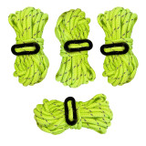 Image of a Pack of 4 Guy Lines from OLPRO, Bright fluorescent yellow for enhanced visibility, suitable for any camping tent or awning.