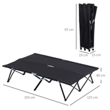 Double Camping Folding Cot Outdoor Portable Sleeping Bed, Black Outsunny
