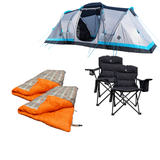 The OLPRO Stafford Festival Bundle includes the Stafford 4.0 Tent, 2x Henwick Folding Chairs, 2x Hush Pattern Sleeping Bag