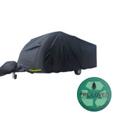 Pre-Loved Breathable Waterproof 4Ply Caravan Cover with Free Hitch Cover Black 12-14FT  | Lightly Used, Small Rip Repaired,  No Hitch Cover | ol3340