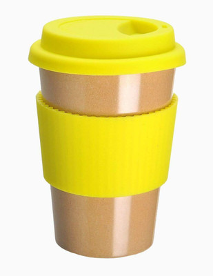 Image of a Yellow Husk Breaktime Beaker Yellow  BUY ONE GET ONE FREE, with Yellow heat protector to make it none slip and easy to hold.