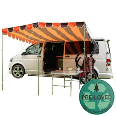 Pre-Loved Retro Campervan Shade Canopy - Orange & Brown