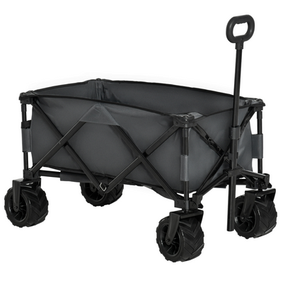 Outdoor Folding Cargo Wagon Trailer - Dark Grey Outsunny
