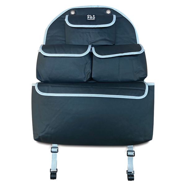 The Rear Single Seat Storage Organiser in Grey by OLPRO on a white background.