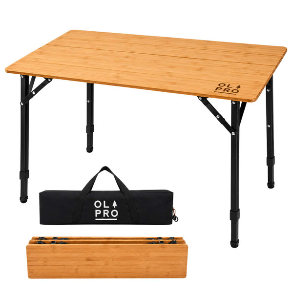 Bamboo Camping Table 4 Folding 65cm x 50cm