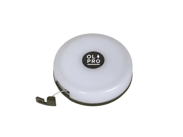 Close up White image of the LED retractable string lights showing the hook