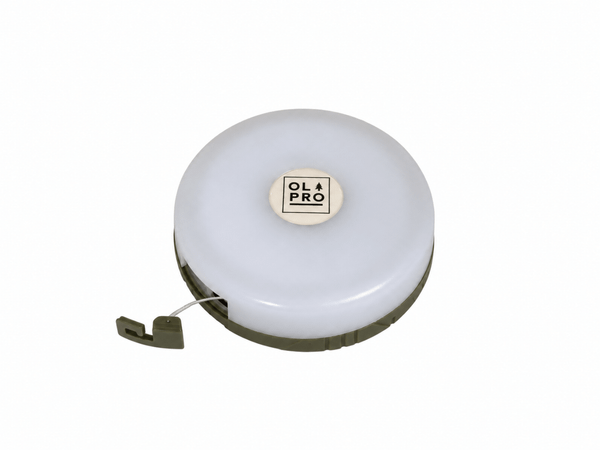 Close up White image of the LED retractable string lights showing the hook