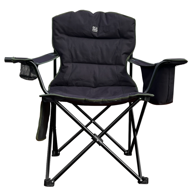 Henwick Padded Folding Camp Chair Orange & Black - black & green from OLPRO on a white background.