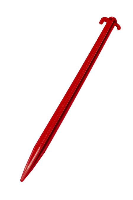 An extra long 30cm Plastic Tent Peg from OLPRO Pictured on a white background.