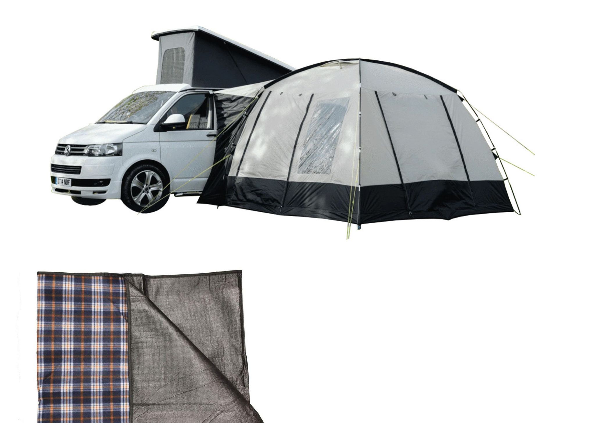 Cubo V2 Campervan Awning With Carpet - Poled Awning 300 x 300 CM - Quick & Easy Setup - Repair Kit & Spare Pole - OLPRO