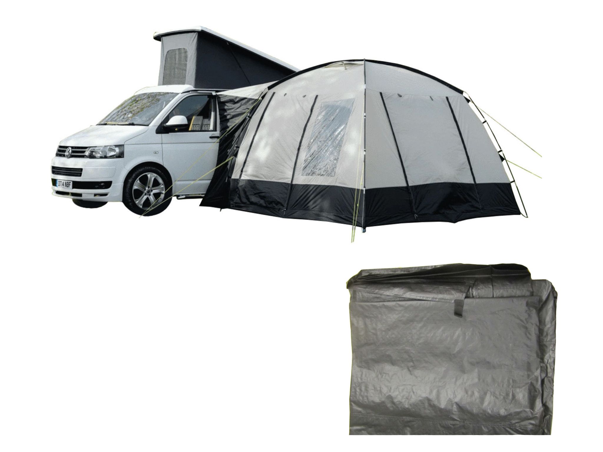 Cubo V2 Campervan Awning With Footprint - Poled Awning 300 x 300 CM - Quick & Easy Setup - Repair Kit & Spare Pole - OLPRO