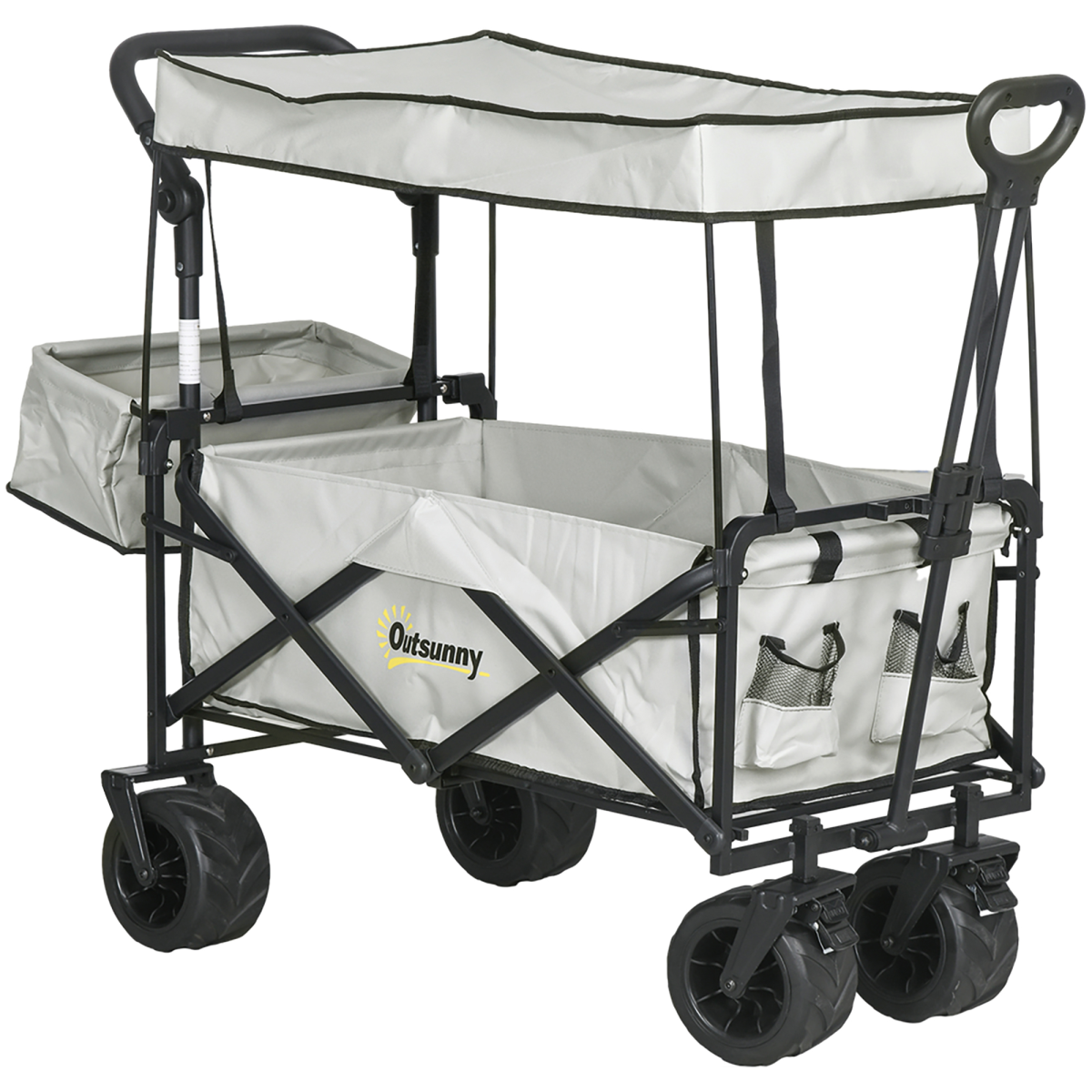 Outdoor Push Pull Wagon Stroller Cart with Canopy Top