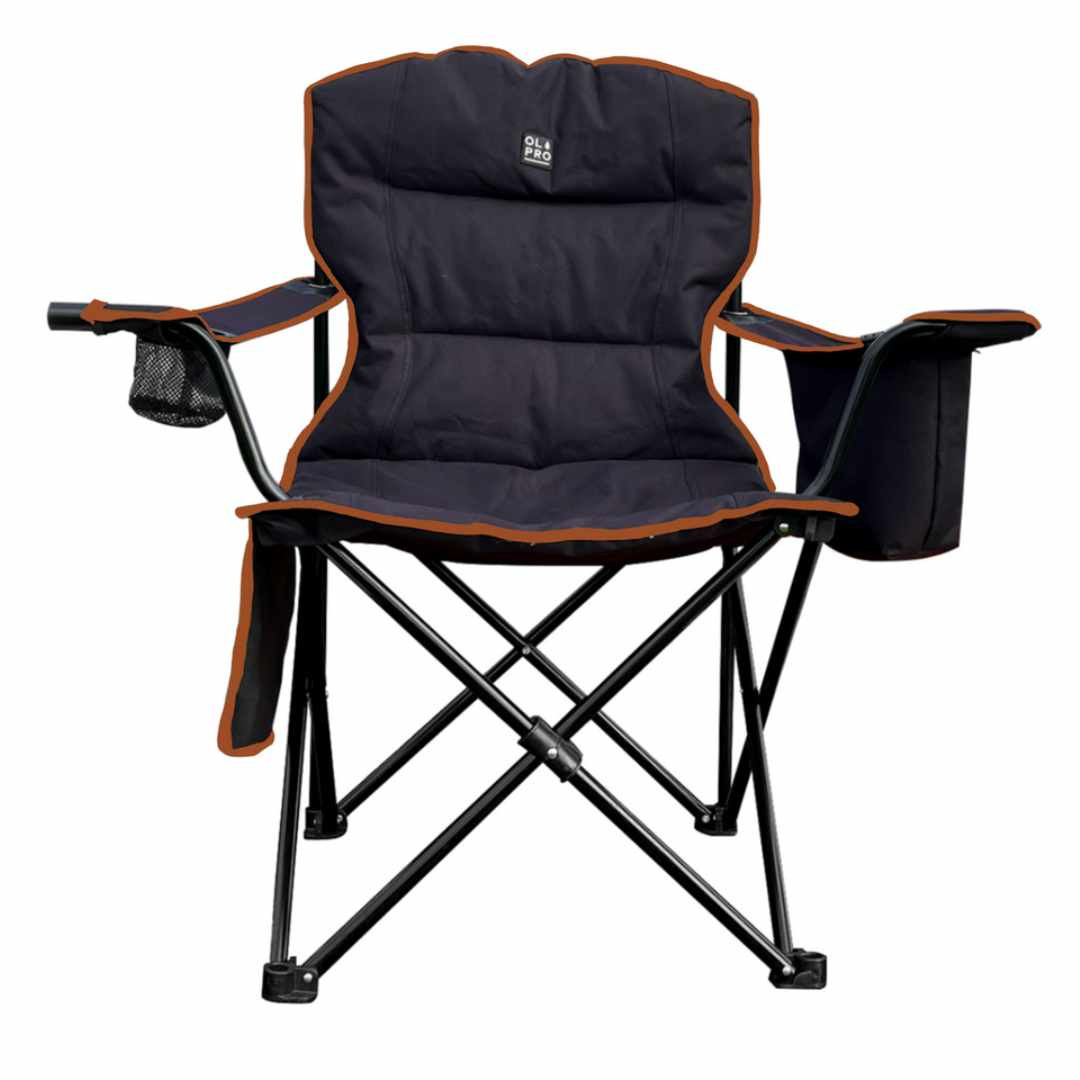 Henwick Padded Folding Camp Camping Chair Orange & Black