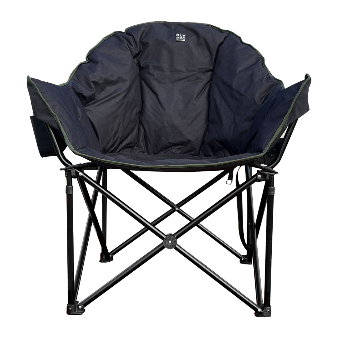 Olympus XL Camping Chair - Black & Green - The Comfiest Outdoor Chair - Frame Moves Around Your Back - OLPRO